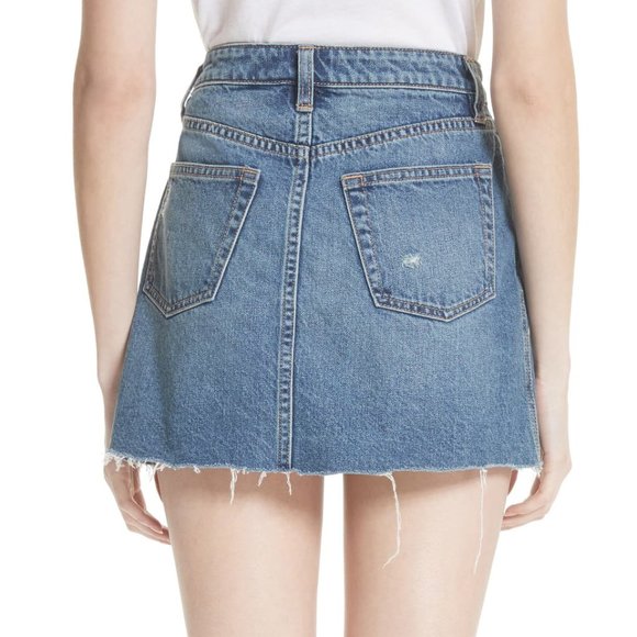 NWT Free People Distressed Jean Mini Skirt - Picture 2 of 5